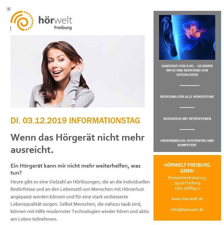 Wenn das Hörgerät nicht mehr ausreicht! Wenn das Hörgerät nicht mehr ausreicht!